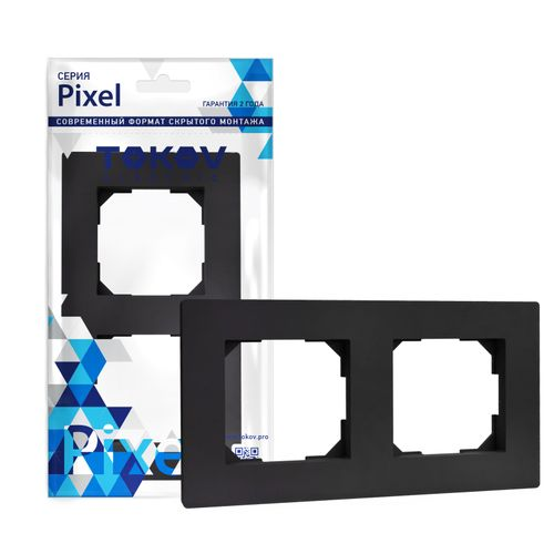 Рамка 2 поста TOKOV ELECTRIC PIXEL карбон, фотография