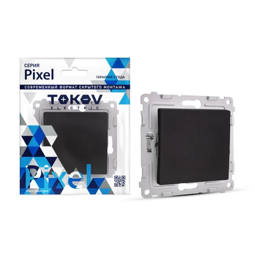Переключатель 1-клавишный TOKOV ELECTRIC PIXEL 1792320 карбон, изображение
