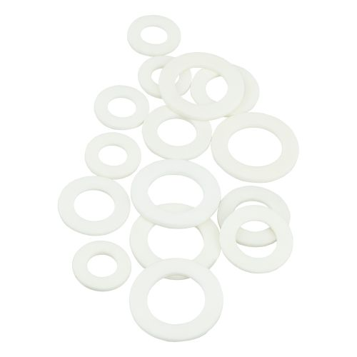 Прокладки резиновые MPF 1", 1/2", 3/4" белые набор 15 шт, крупный план