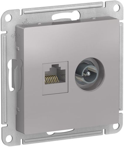 Розетка TV-RJ45 1 пост Schneider Electric Atlas Design алюминий, изображение