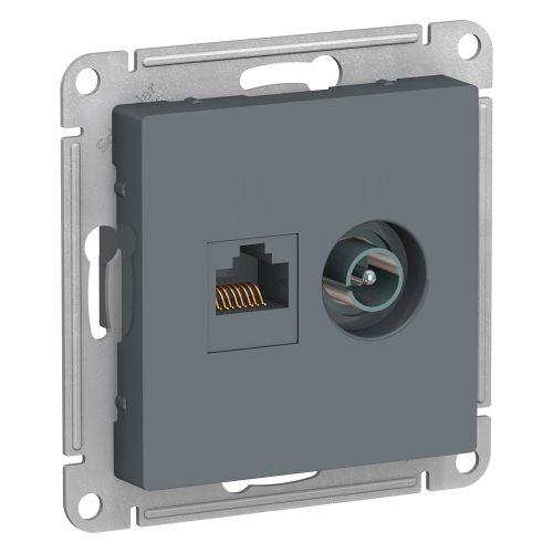 Розетка TV-RJ45 2 поста Systeme Electric Atlas Design грифель, вид