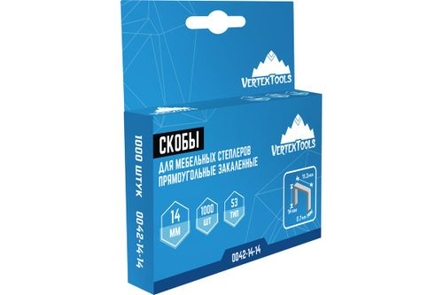 Скобы для мебельных степлеров VERTEXTOOLS 14 мм 0042-14-14, вид