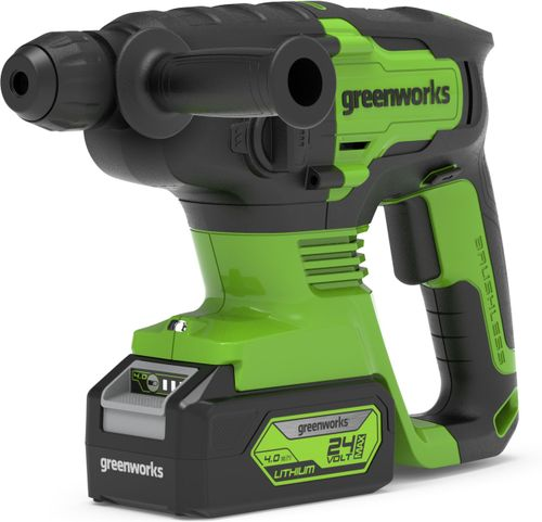 Перфоратор аккумуляторный GREENWORKS GD24SDS2K4 с АКБ и ЗУ 3803007UB, крупный план