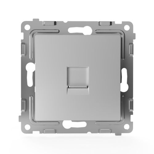 Розетка RJ-11 1 пост TOKOV ELECTRIC PIXEL алюминий, крупный план