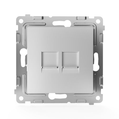 Розетка RJ-45 2 поста TOKOV ELECTRIC PIXEL алюминий, вид