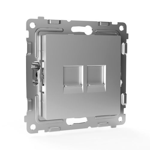 Розетка RJ-45 2 поста TOKOV ELECTRIC PIXEL алюминий, детальное фото