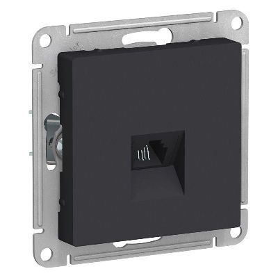 Розетка RJ-11 1 пост TOKOV ELECTRIC PIXEL карбон, изображение