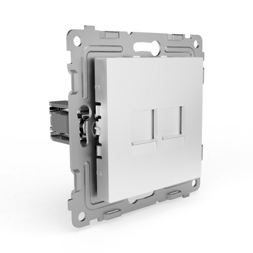 Розетка RJ-45 2 поста TOKOV ELECTRIC PIXEL белый, детальное фото