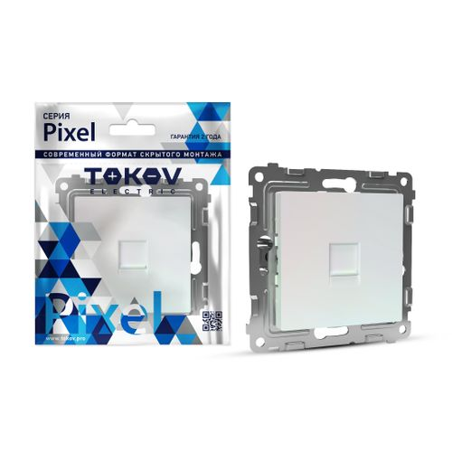 Розетка RJ-11 1 пост TOKOV ELECTRIC PIXEL перламутр, детальное фото