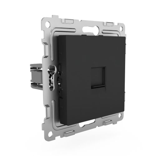 Розетка RJ-45 1 пост TOKOV ELECTRIC PIXEL карбон, фотография
