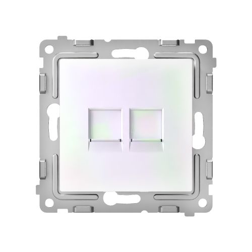 Розетка RJ-45 2 поста TOKOV ELECTRIC PIXEL перламутр, картинка