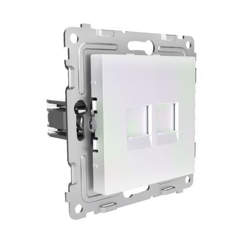 Розетка RJ-45 2 поста TOKOV ELECTRIC PIXEL перламутр, детальное фото