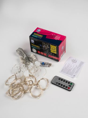 Гирлянда "Занавес"ICLLDM200M-C-USB-RC,200 разноц минидиод,3х2м,8реж,пульт,USB, фото