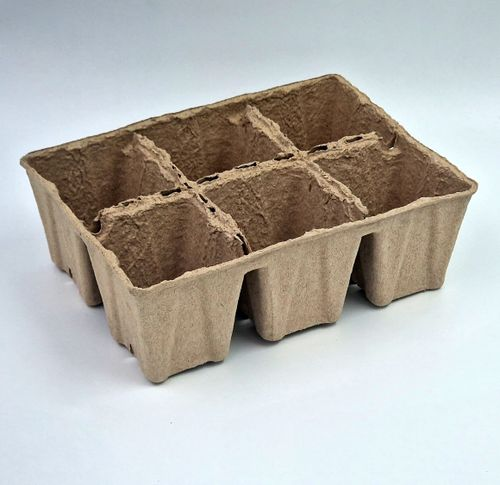 Кассета для рассады из бумажной эко-пульпы GardenGro 6 ячеек, 10 шт, крупный план