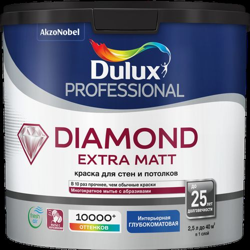 Краска интерьерная DULUX DIAMOND EM 2.5 л, крупный план