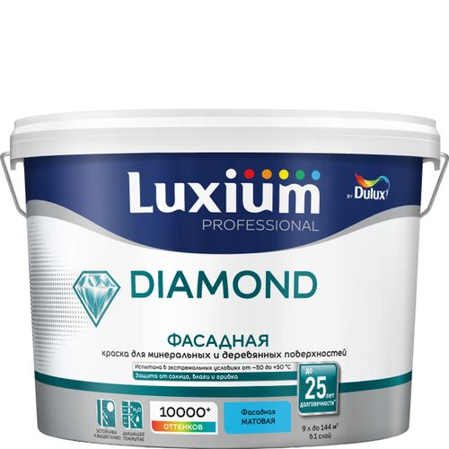 Краска Luxium by Dulux Professional Diamond фасадная матовая BW 9 л, картинка