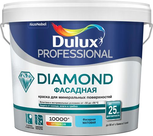Краска Dulux Professional Diamond Фасадная Гладкая мат BW 5л, картинка