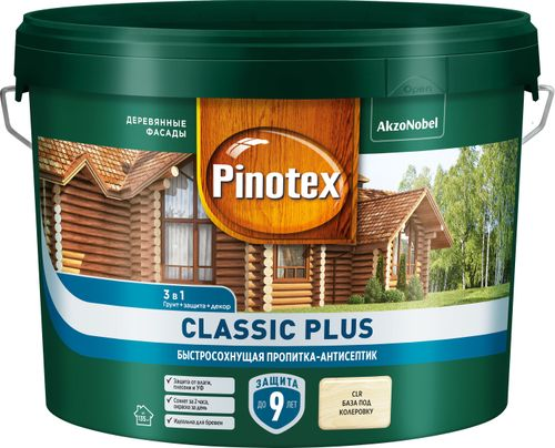 Пропитка-антисептик Omnitex Classic Plus 3в1 прозрачная 9 л, детальное фото