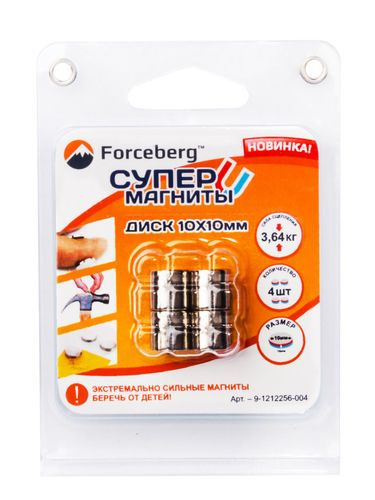 Неодимовый магнит FORCEBERG - диск 10х10 мм 4 шт, изображение