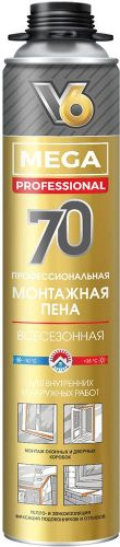 Монтажная пена V6 MEGA 70 профессиональная всесезонная 900 мл, картинка