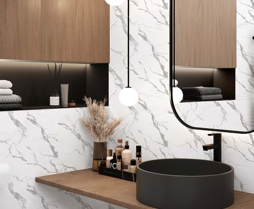 Панель ПВХ Stella Light Slim Мрамор Крестолла 671, крупный план