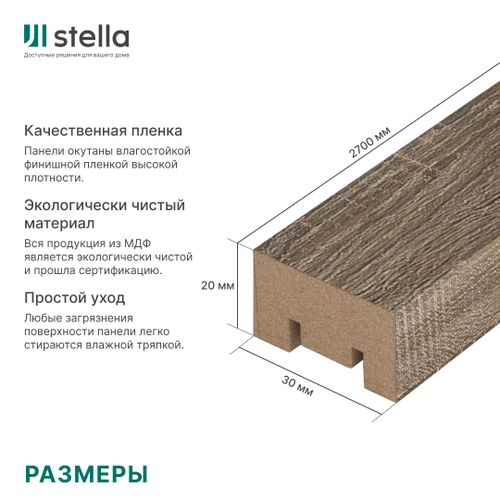 Интерьерная рейка МДФ STELLA Милана  винтаж 20 мм 1 шт, детальное фото