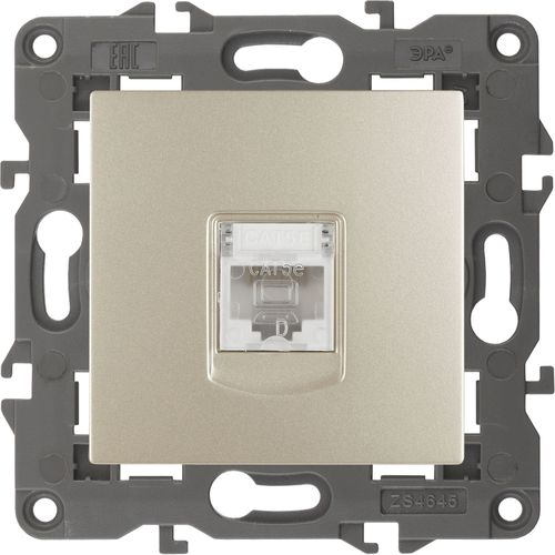 Розетка RJ-45 1 пост ЭРА Elegance шампань, изображение