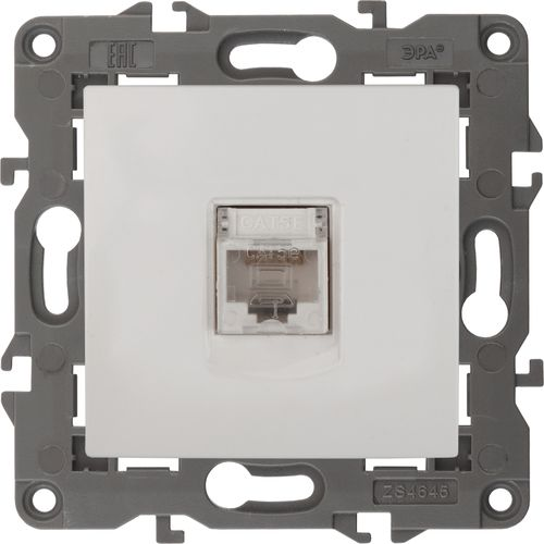 Розетка RJ-45 1 пост ЭРА Elegance белый, изображение