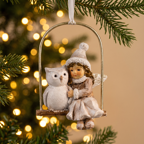 Украшение ErichKrause Decor лес, Ангел и совёнок, 6х3х9см, фотография