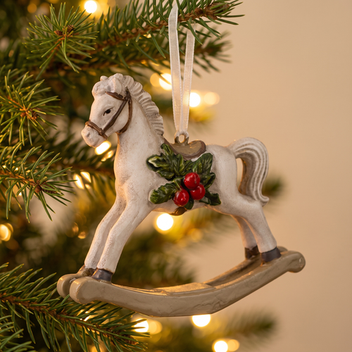 Украшение ErichKrause Decor классика, Лошадка-качалка рождественская, 8х2х7см, детальное фото