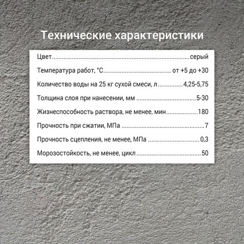 Штукатурка цементная армированная UNIS СИЛИН УНИВЕРСАЛЬНЫЙ 25 кг, вид