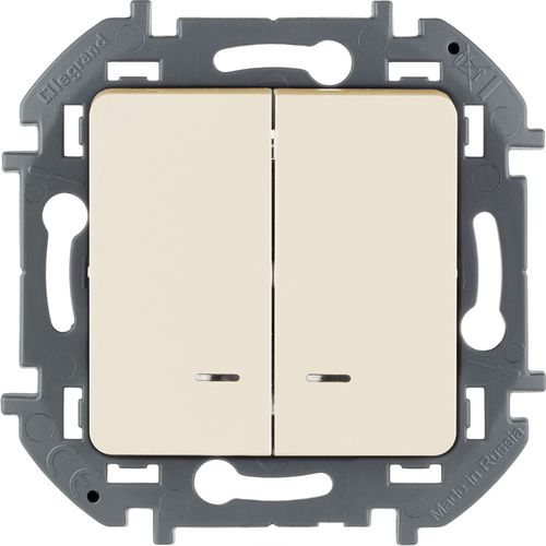 Выключатель 2-клавишный Legrand Inspiria 673631 слоновая кость, фотография