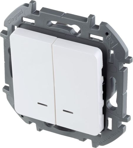 Выключатель 2-клавишный Legrand Inspiria 673630 белый, фотография