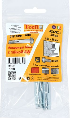 Анкерный болт с гайкой Tecfi AW ZN 10x97/20 2 шт, вид