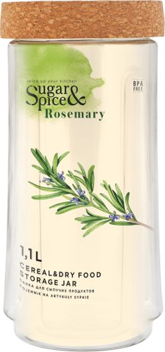 Банка для сыпучих продуктов Sugar&Spice Rosemary 1,1л с пробковой крышкой, детальное фото
