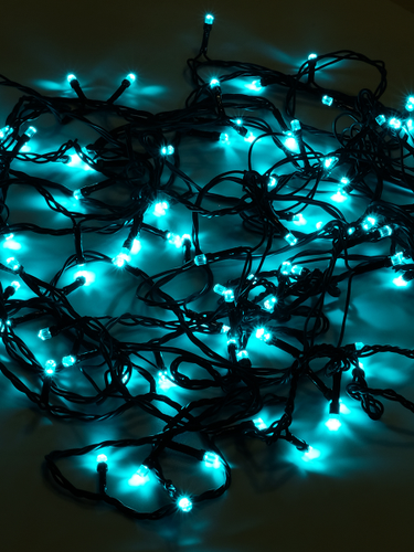 Гирлянда внутренняя нить  SH LIGHTS 120 LED зеленый 12 м, крупный план