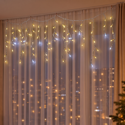 Гирлянда внутренняя бахрома SH LIGHTS 80 LED белый 2 м, крупный план