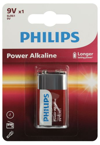 Батарейка Philips Power "крона" 6LR61/9V-1BL алкалиновая 9V 1 шт, изображение
