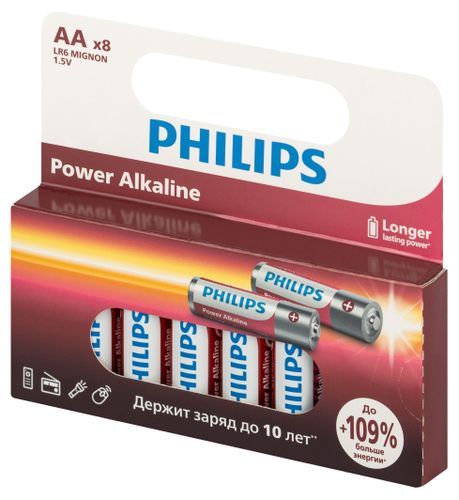 Батарейки Philips Power АА алкалиновые 1,5v 8 шт LR6-8BL, картинка