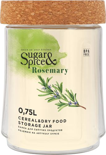 Банка для сыпучих продуктов Sugar&Spice Rosemary 0,75л с пробковой крышкой, детальное фото