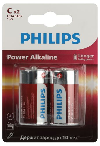 Батарейки Philips Power "С" алкалиновые 2 шт LR14-2BL, картинка