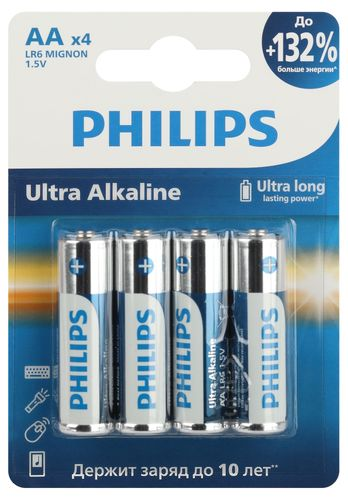 Батарейки Philips Ultra АА алкалиновые 1,5v 4 шт LR6-4BL, вид