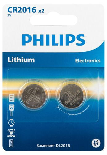 Батарейки Philips CR2016-2BL литиевые 2 шт, вид
