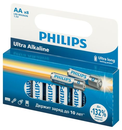 Батарейки Philips Ultra АА алкалиновые 1,5v 8 шт LR6-8BL, детальное фото