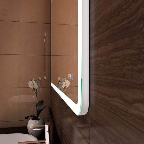 Зеркало "Romeo Led" 800х700 часы справа, подогрев, вид