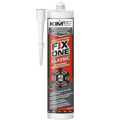 Клей-герметик на основе MS «KIM TEC» FIX ONE (Жидкая Резина), серый, 290 мл, вид