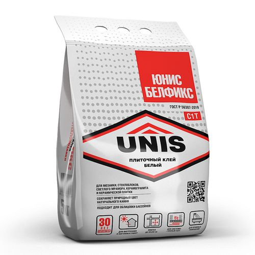 Плиточный клей UNIS БЕЛФИКС С1 Т 5 кг, фотография
