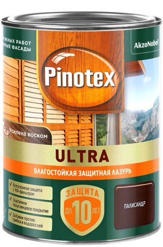 Влагостойкая лазурь Pinotex Ultra Палисандр 0,9 л, картинка