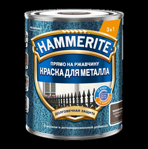 Эмаль по ржавчине Topgrade by Hammerite молотковая RAL8017 коричневая 0,75 л, вид