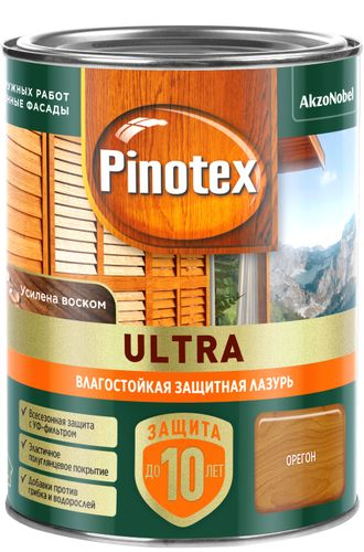 Влагостойкая лазурь Pinotex Ultra Орегон 0,9 л, фотография